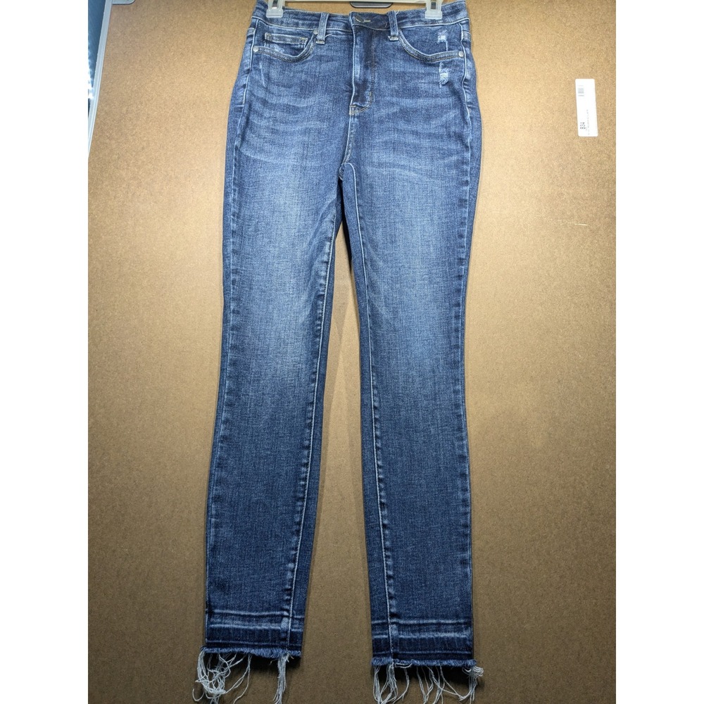 Judy Blue High Waist Raw Hem Skinny Jeans Distressed JB88417 Size 7/28